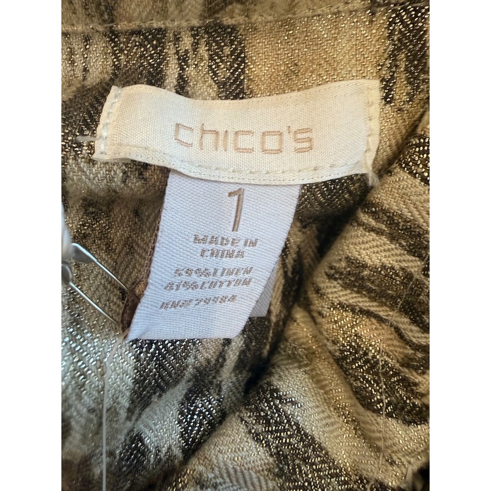 Chicos Utility Jacket Drawstring Waist Metallic L… - image 5